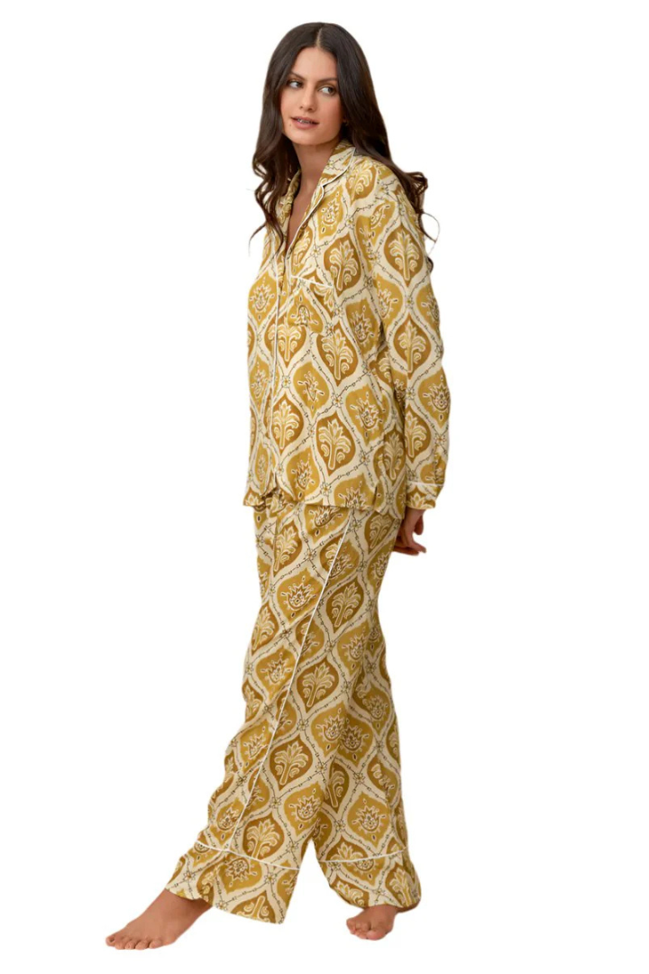 Maaji Khaki Palms Dandelion Long Sleeve Pant Set