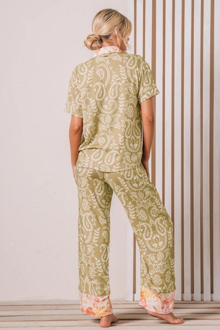 Damask Kameli Short Sleeve Pant Set