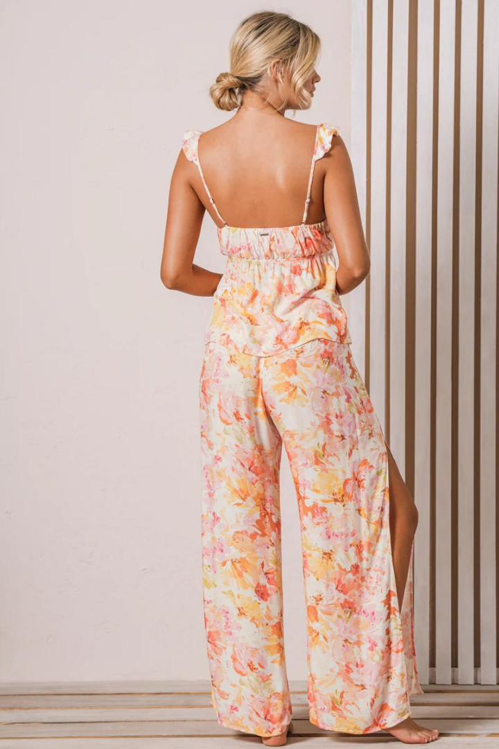 Aqua Flowers Misha Sleeveless Pant Set