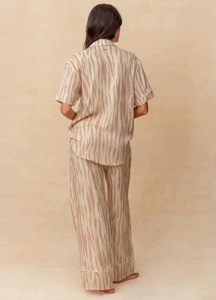 Maaji Salmon Zebra Kameli Short Sleeve Pant Set